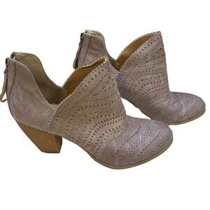 Not Rated Women's  High Heel V-Cut Cut Out  Ankle Boots  Taupe Sz 10